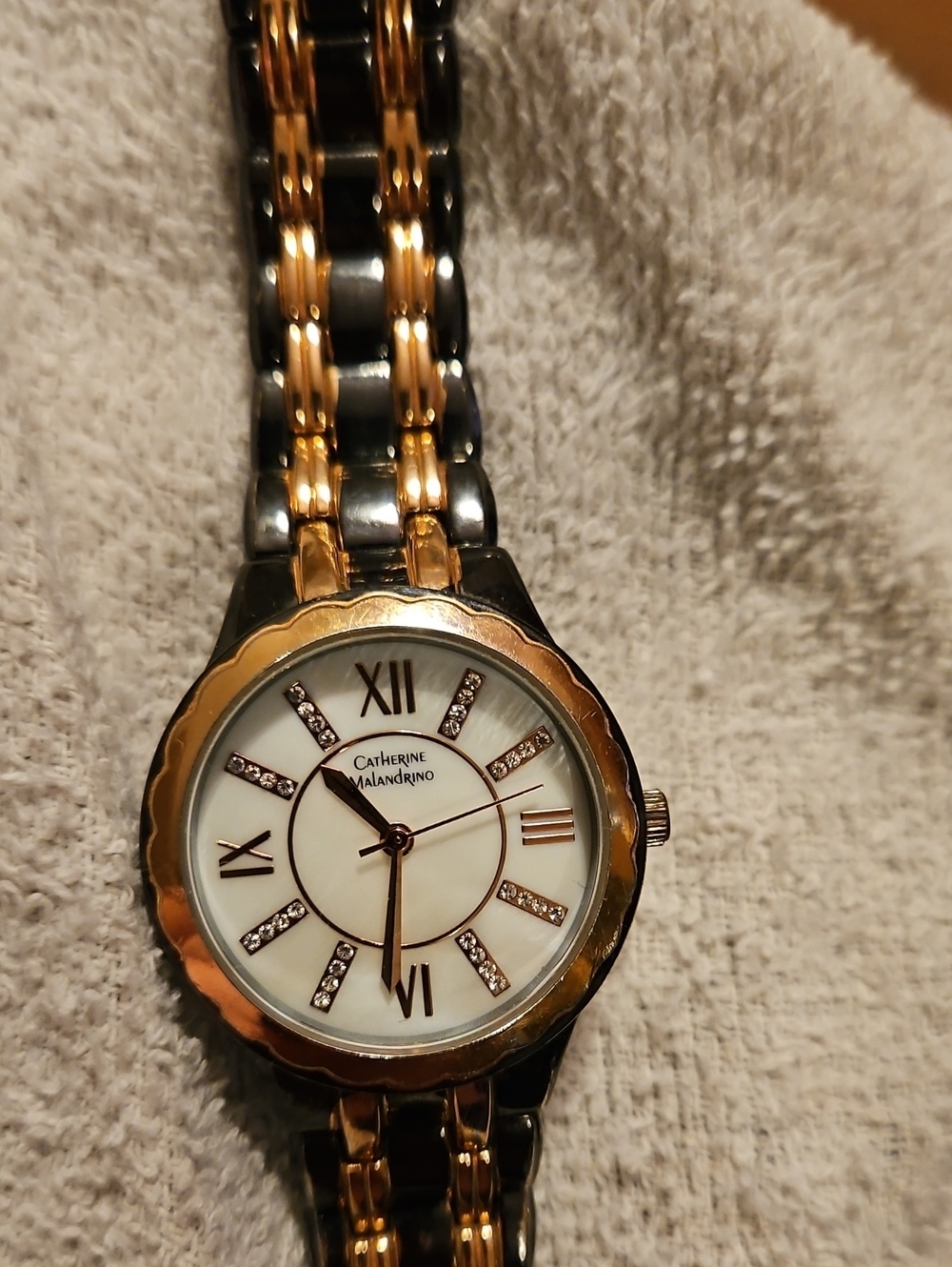 Catherine Malandrino Two-Tone Gold and Grey Women's Watch